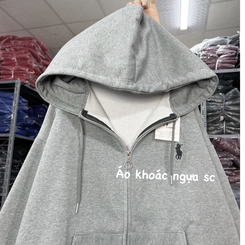 Áo Khoác Nỉ Hoodie logo ngựa Trơn Nam Nữ Ulzzang Unisex logo thêu, chất nỉ đanh [FREE SHIP].
