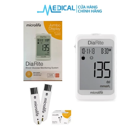 Máy đo đường huyết MICROLIFE DiaRite BGM (Máy + 50 que thử) - MEDICAL