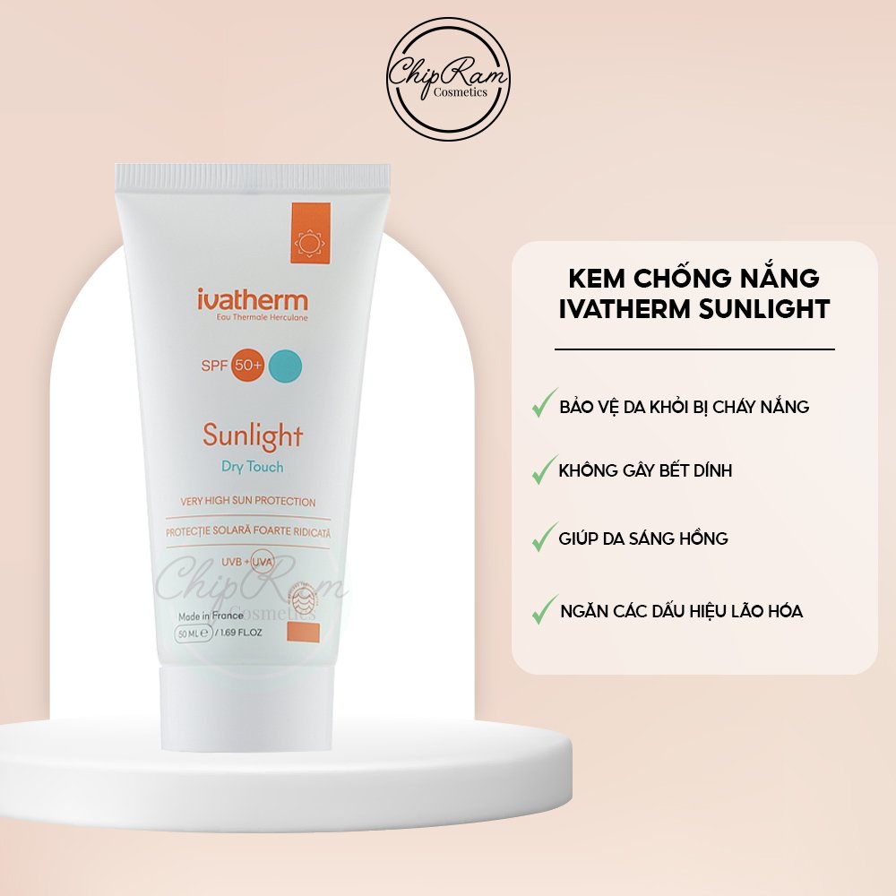Kem chống nắng Ivatherm Sunlight SPF 50+ chống tia UV, ngăn ngừa lão ...