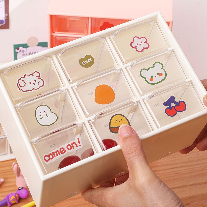 Tủ Mini 9 Ngăn Kéo Để Bàn, Treo Tường Đựng Phụ Kiện Mỹ Phẩm Tiện Lợi