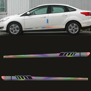 Bộ 2 Miếng Dán Decal Dài Kẻ Sọc Phản Quang Trang Trí Thân Xe Hơi