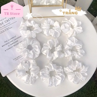 Scrunchies cột tóc màu trơn phi bóng buộc tóc gọn phù hợp mọi lứa tuổi nhiều màu chất liệu Satin bóng đẹp
