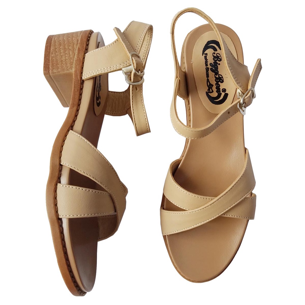 Giày Sandal Cao Gót Nữ BIGGBEN Da Bò Thật Cao 4 Phân HKD165