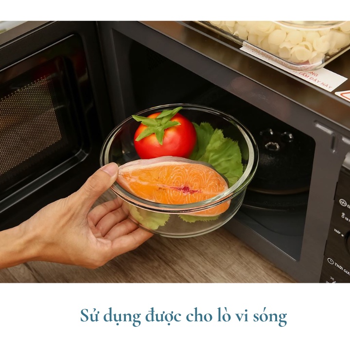 Ảnh Hộp thuỷ tinh tròn Inochi nhiều dung tích, hộp đựng cơm văn phòng, hộp thủy tinh có nắp đậy 4