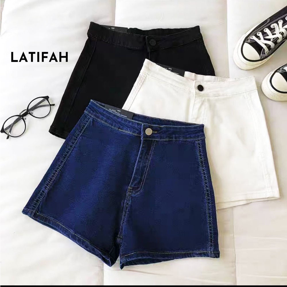 Quần short jean nữ co giãn LATIFAH không túi basic QS028 phong cách hàn quốc
