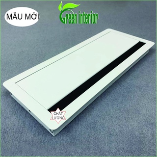 Nắp hộp điện nhôm mặt bàn, nắp hộp điện âm bàn làm việc, nắp luồn dây điện mặt bàn làm việc kích thước 400*1280mm MàuBạc