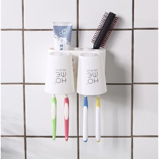 Dụng cụ cắm bàn chải dán tường kèm 2 ly home