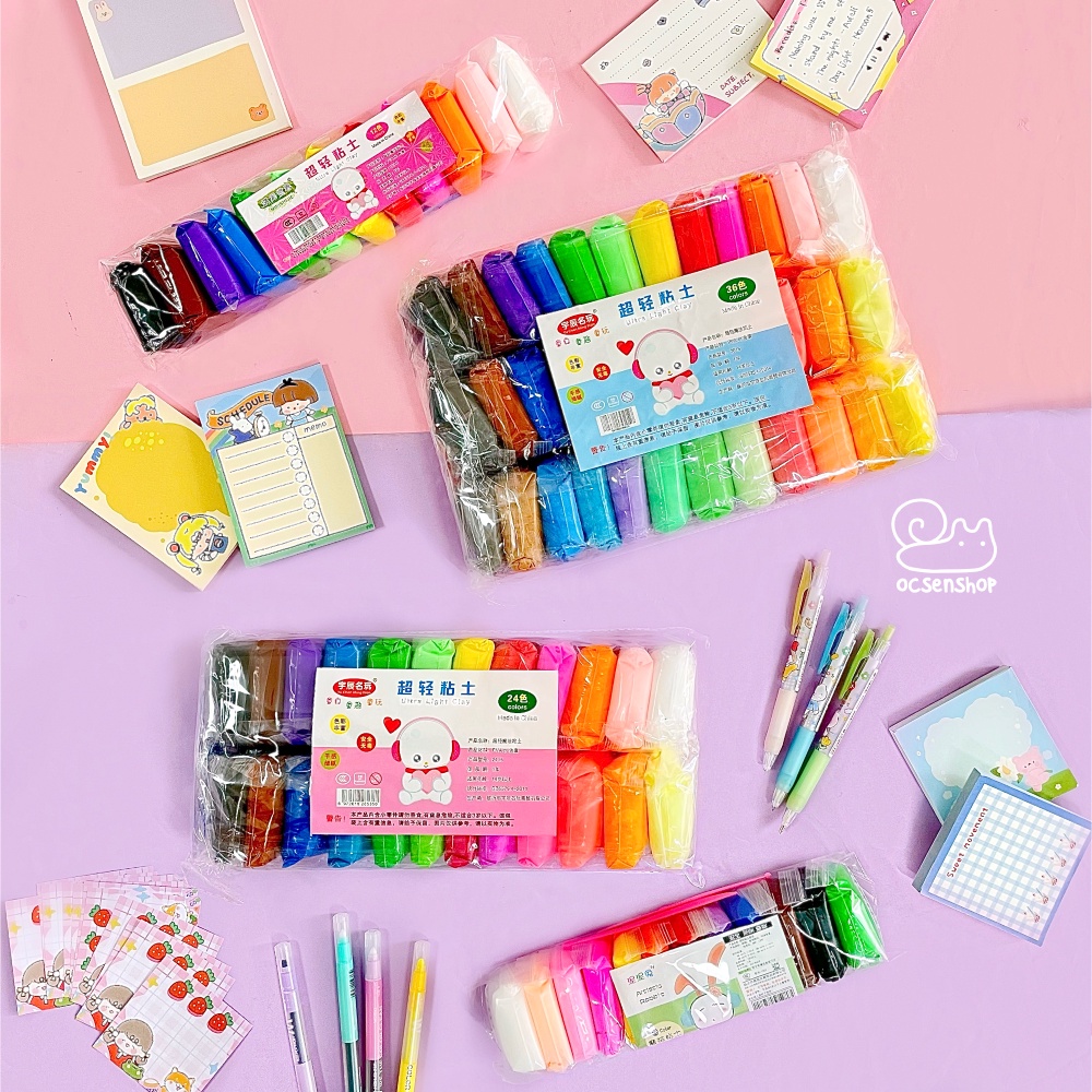 Đất sét siêu nhẹ - Làm tranh nổi 3D - Nặn móc chìa khóa - Trang trí gương - Làm slime bơ - Butter slime