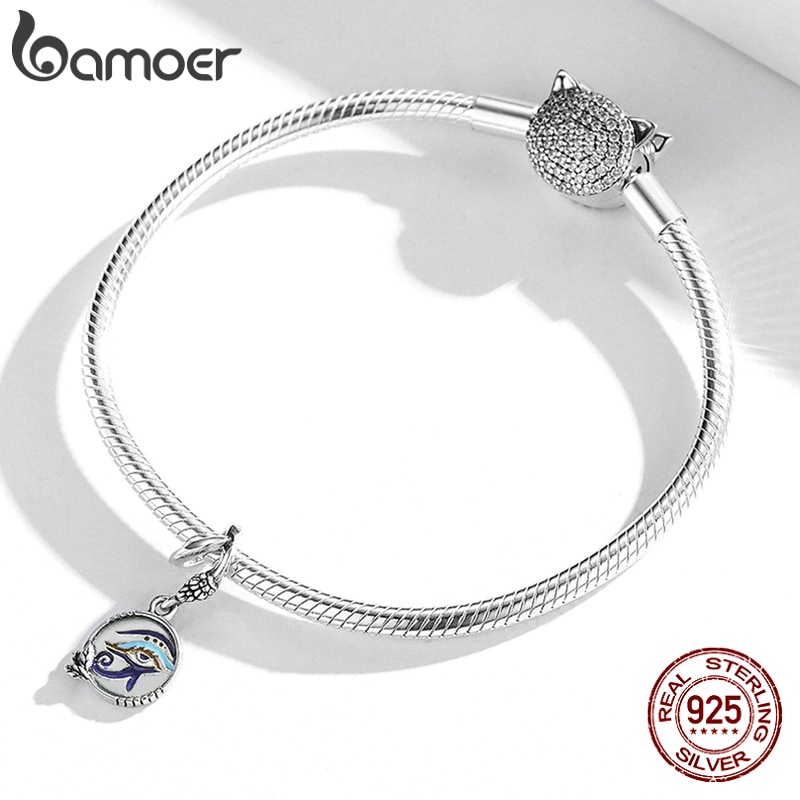 Phụ kiện hạt bamoer SCC1857 bạc 925 kiểu đôi mắt huyền thoại Ai Cập cao cấp để làm trang sức vòng đeo tay thời trang