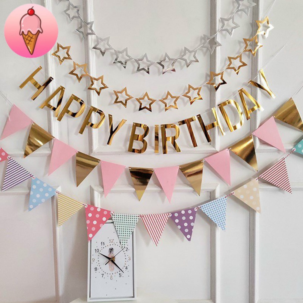 Dây banner ngôi sao trang trí sinh nhật, đám cưới, sự kiện - Kemshop K43