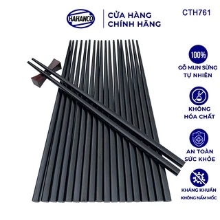 Đũa Nhật Gỗ Mun Sừng VIP HAHANCO (Hộp 10 Đôi) Kháng Khuẩn Không Nấm Mốc - CTH761