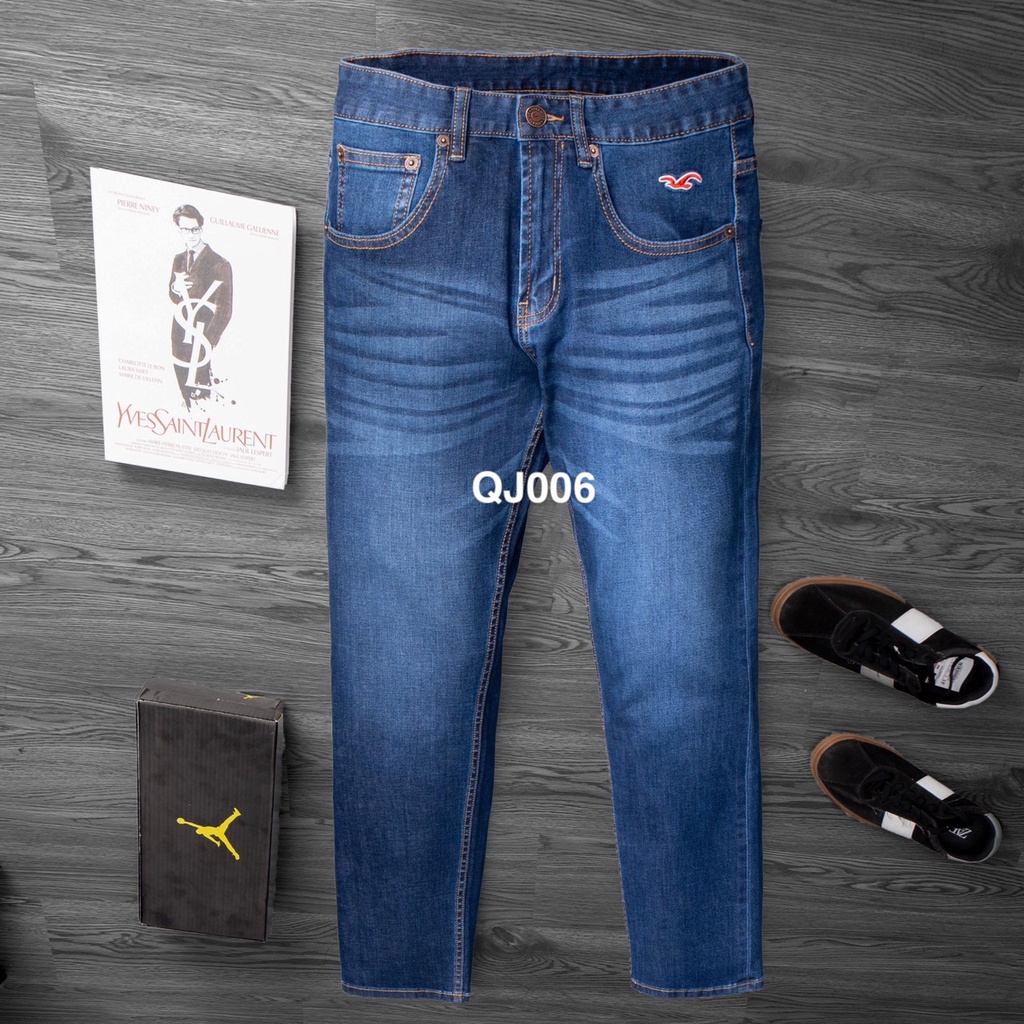 Quần jean nam Hollister hàng xuất dư ống đứng, chất co giãn thoải mái form hãng đổi size thoải mái