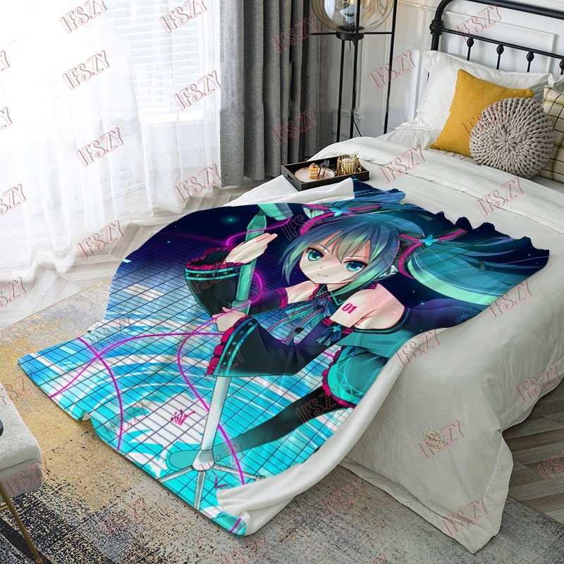 Vocaloid Chăn flannel Điều Hòa Không Khí 4 Kích Thước In Hình hatsune miku