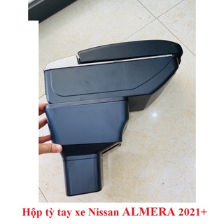 Hộp Tỳ Tay, Bệ tỳ tay, Hộc Để Đồ Xe Nissan Almera 2021 2022 2023 Màu đen - Có Cổng Cắm USB tiện dụng, Mẫu L2