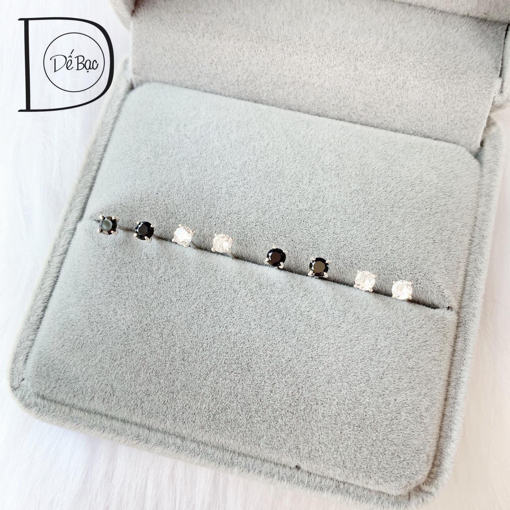 Ảnh Khuyên Tai Bạc Nữ DẾ BẠC Nụ Tròn Đính Đá Lấp Lánh Bông Tai Bạc 925 Xinh Xắn K3006-K3007 3