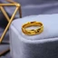 Nhẫn titan không gỉ mạ vàng 18k khắc họa tiết đơn giản thời trang hàn quốc