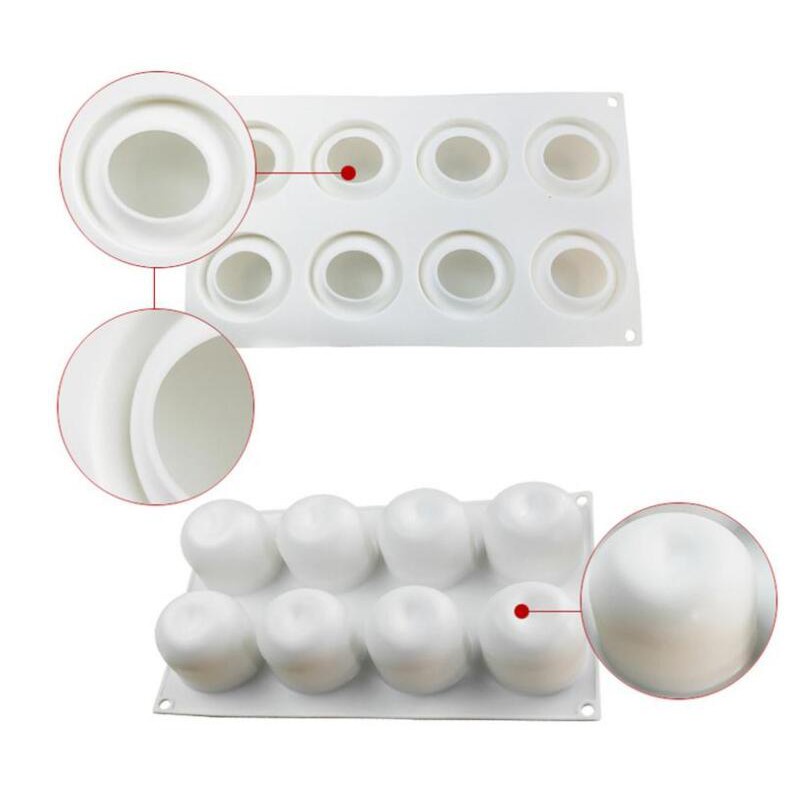 Khuôn Silicon Làm Bánh Mousse/Xà Phòng 8 Ngăn Hình Quả Táo