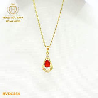 Dây Chuyền, Vòng Cổ Nữ Mặt Đính Đá, Titan Xi Mạ Vàng Non 24k Cao Cấp - Trang Sức Hava Hong Kong