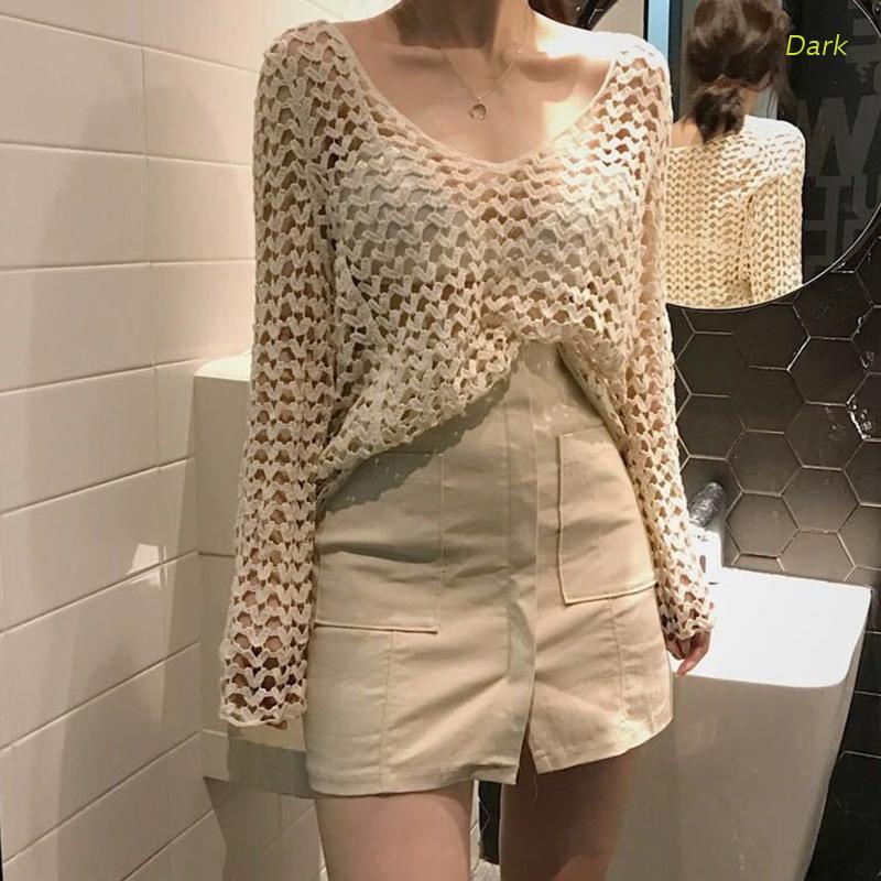 Áo Lưới Đan Móc Tay Dài Dáng Rộng Phong Cách Boho Thời Trang Mùa Hè Cho Nữ  | Shopee Việt Nam