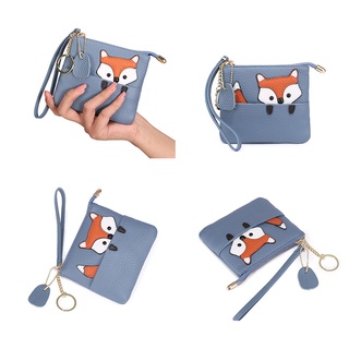 Ví Đựng Tiền Xu mini Bằng Da Siêu Mỏng Có Khóa Kéo Họa Tiết Hoạt Hình Dễ Thương Cho Nữ
