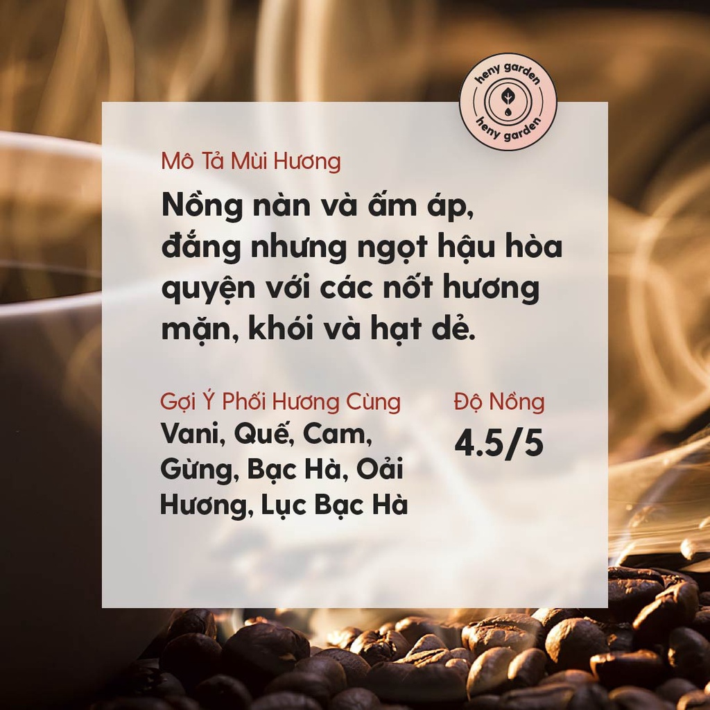 Ảnh Tinh Dầu Cà Phê Organic Nguyên Chất Đậm Đặc Xông Thơm Phòng, Làm Nến Thơm Thiên Nhiên, Giúp Dễ Ngủ Heny Garden 10mL 2
