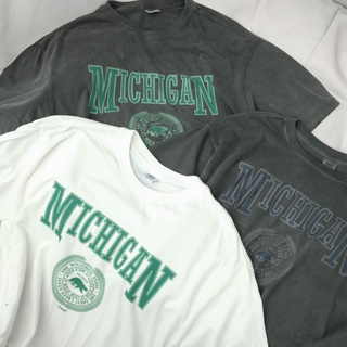 Áo Thun Tay Lỡ Travel In Chữ Michigan Form Rộng Phong Cách Vintage Hàn Quốc
