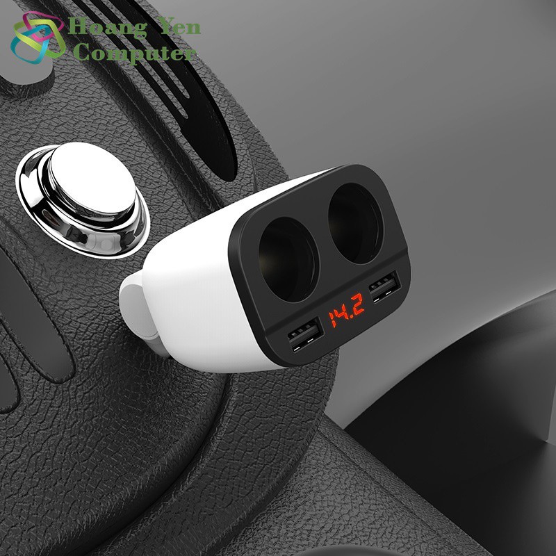 Cốc Sạc Xe Hơi Hoco Z28 Power Ocean 2 Cổng Tẩu Sạc, 2 Cổng Sạc USB - BH 6 Tháng - Hoàng Yến Computer