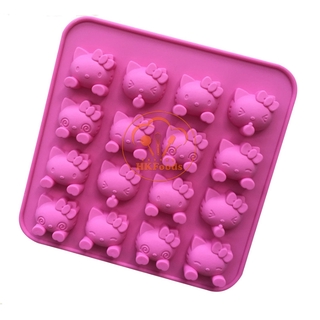 Khuôn Silicon Làm Socola,Thạch Rau Câu,Kẹo Dẻo,Pudding Trang Trí Hình 16 Kitty Biểu Cảm