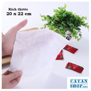 Túi 20 viên khăn giấy nén dùng 1 lần , khăn khô nén viên kẹo Đỏ hàn quốc GD563-KNen-Do