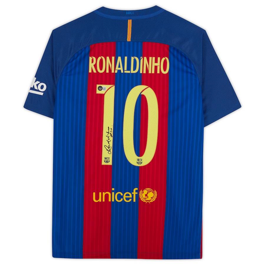 Bs1 Barcelona Jersey Áo thun bóng đá sân nhà Ronaldinho Retro tay ngắn thể thao Tee Unisex Player Edition SB1