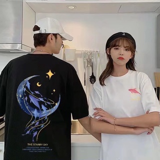 Áo đôi nam nữ chất cotton in hình mặt trăng lưỡi liềm độc lạ