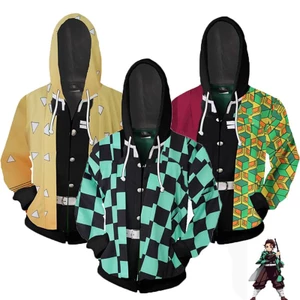 Anime Demon Slayer Kimetsu no Yaiba Anime Áo Khoác Zip Up Áo Len Có Mũ Trùm Đầu Mới