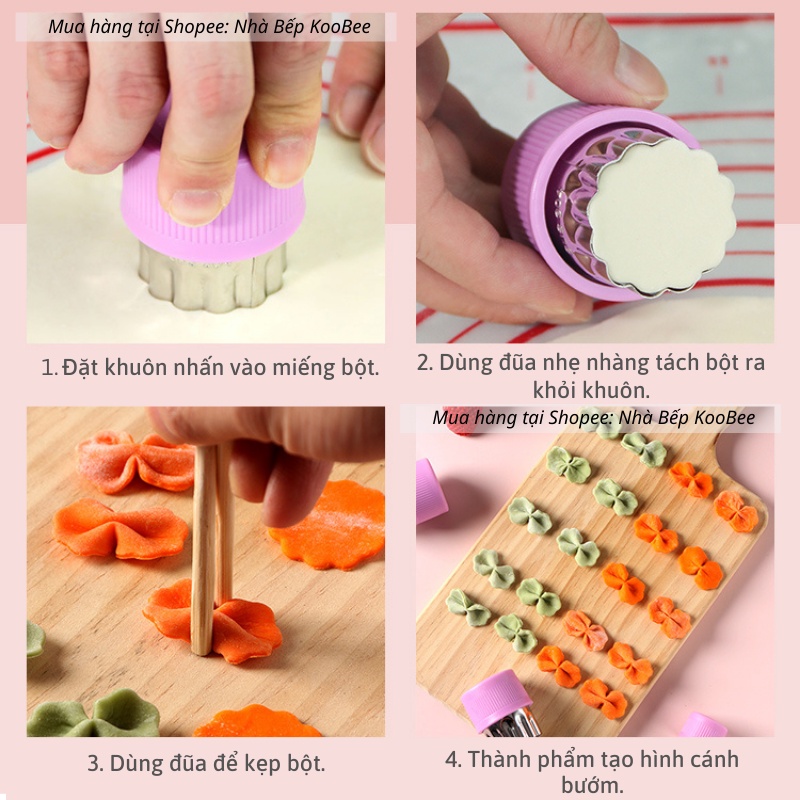 Bộ 8 khuôn nhấn cắt tỉa tạo hình rau củ quả Inox không gỉ - Khuôn nhấn bánh, tạo hình nui (PKB13)