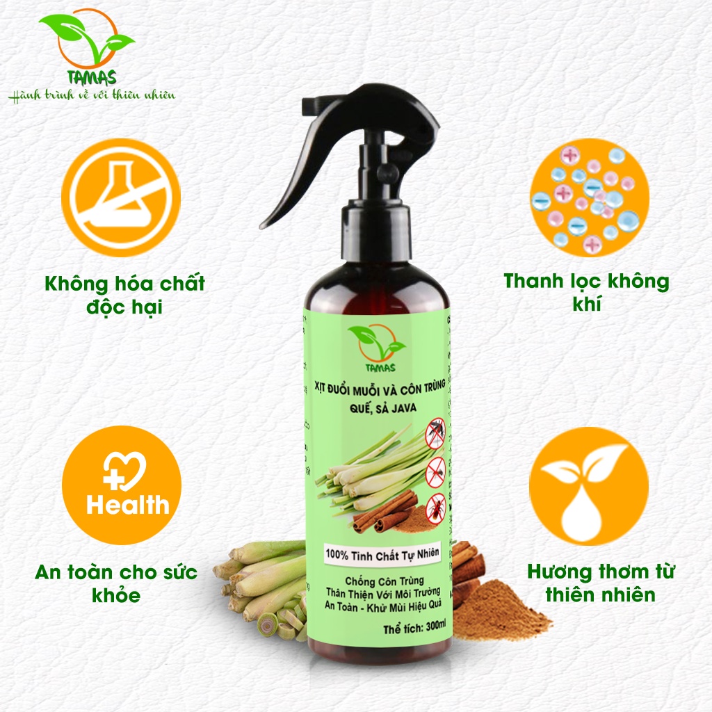 Mô tả Combo 3 Chai Xịt Đuổi Muỗi Và Côn Trùng TAMAS 50ml/300ml Hương Tinh Dầu Sả Java & Quế Giúp Khử Mùi Và Đuổi Muỗi Hiệu Quả - 1