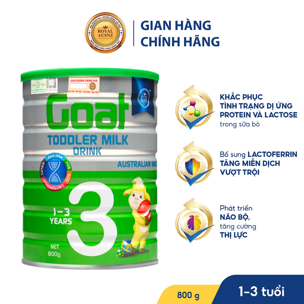 Sữa Dê Hoàng Gia Úc Goat Toddler Milk 3 Bổ Sung Dinh Dưỡng Cho Bé ROYAL AUSNZ 800g