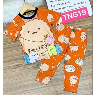 [7-12kg] Đồ bộ tay ngắn quần dài chất thun lạnh họa tiết đáng yêu size nhí