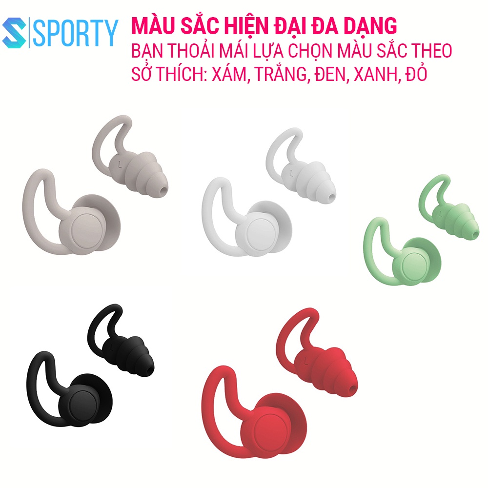 Ảnh Bộ 2 nút bịt tai silicone chống ồn EP4 ba tầng lọc âm bảo vệ tai SPORTY êm ái, dễ chịu, độ bền cao 4
