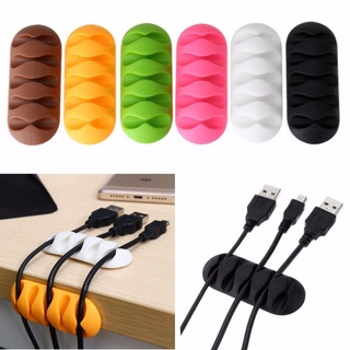 Thanh silicon 5 khe / 5 lỗ gắn cố định dây cáp sạc, dây điện,tai nghe, sắp xếp gọn gàng dây nhợ cho bàn làm việc, xe hơi