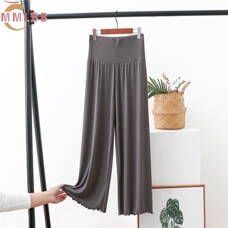 Phụ nữ mát mẻ Quần cạp cao trơn rộng trơn mát mẻ Quần mùa hè Quần co giãn dáng rộng xl-2xl