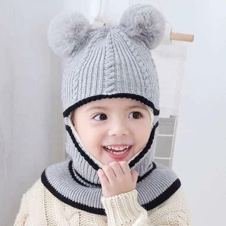 Mũ Len Liền Khăn Choàng Cổ Cho Bé