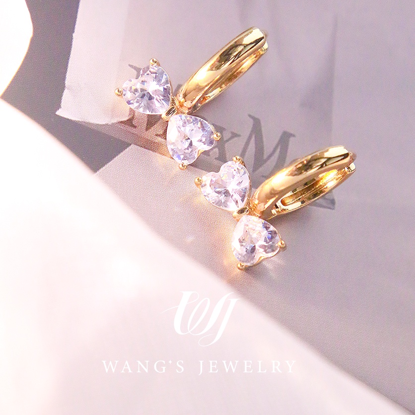 Bông Tai Mạ Vàng 18k Đính Đá Zircon Hình Nơ Sang Trọng Thời Trang Cho Nữ
