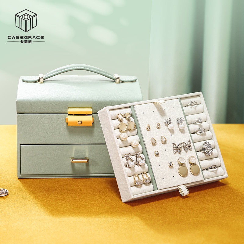 Hộp đựng trang sức 
CASEGRACE bằng da có nắp đậy tiện dụng bền bỉ