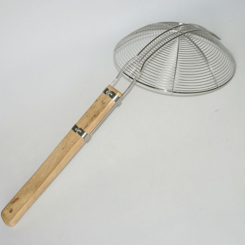 Chao, vợt vòng inox cán gỗ - vớt xương, rau củ, mì bún, đồ ăn 18cm ...