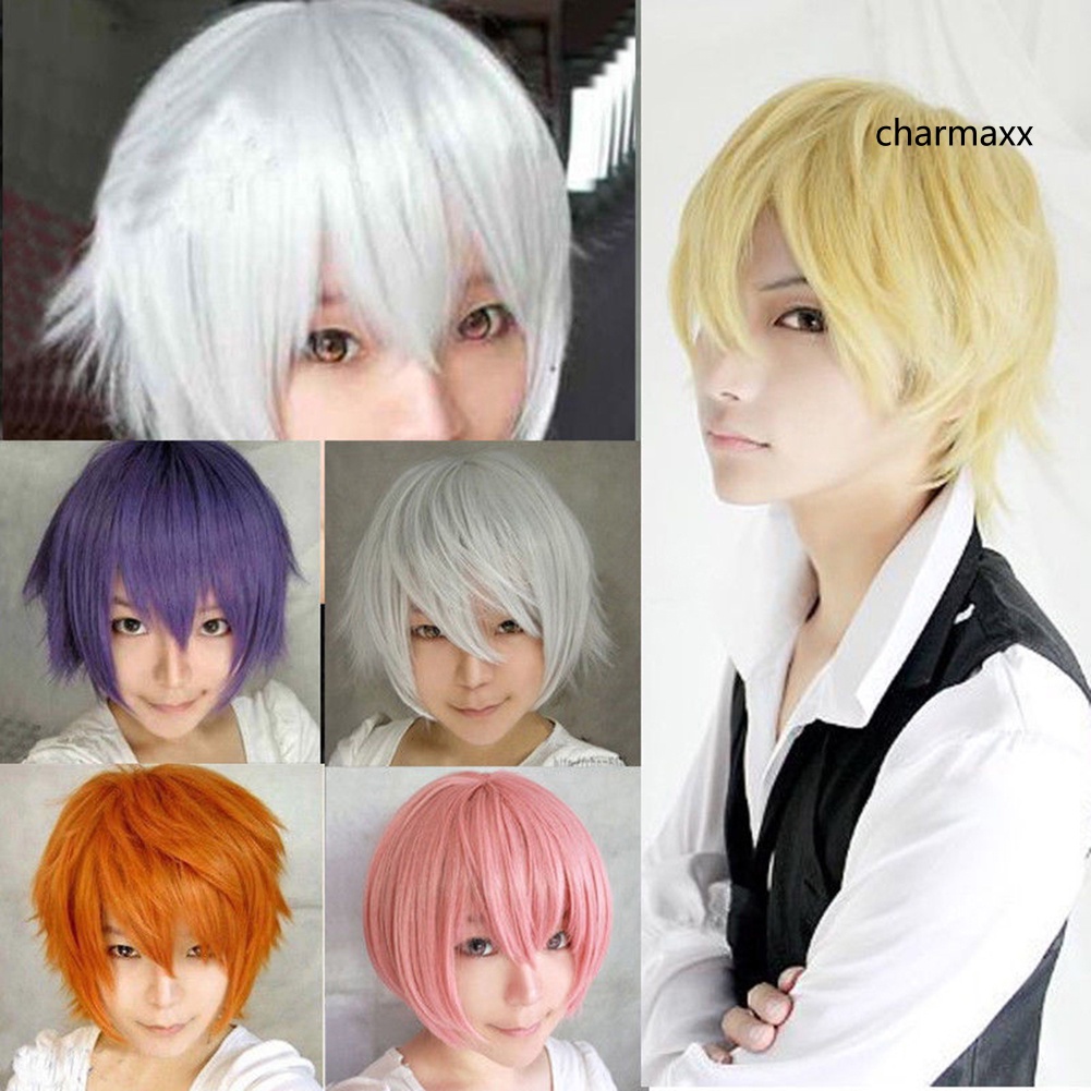 Cxjf Nam Nữ Nhiều Màu Tóc Ngắn Thẳng Full Tóc Giả Cho Anime Đảng Cosplay