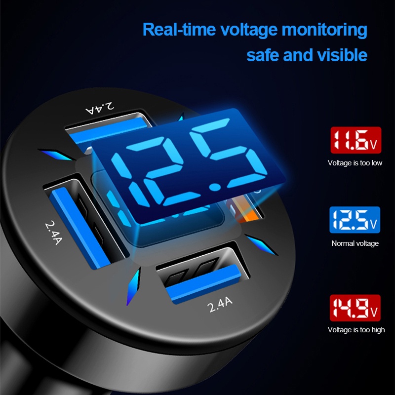 Tẩu sạc nhanh SEAMETAL 66W QC3.0+PD 4 cổng USB 12V 24V cho xe hơi