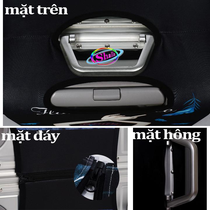 Túi bọc vali - áo bọc vali cao cấp khoá kép vải thun dày chống nước co giãn 4 chiều 3 size chọn (siêu hót)
