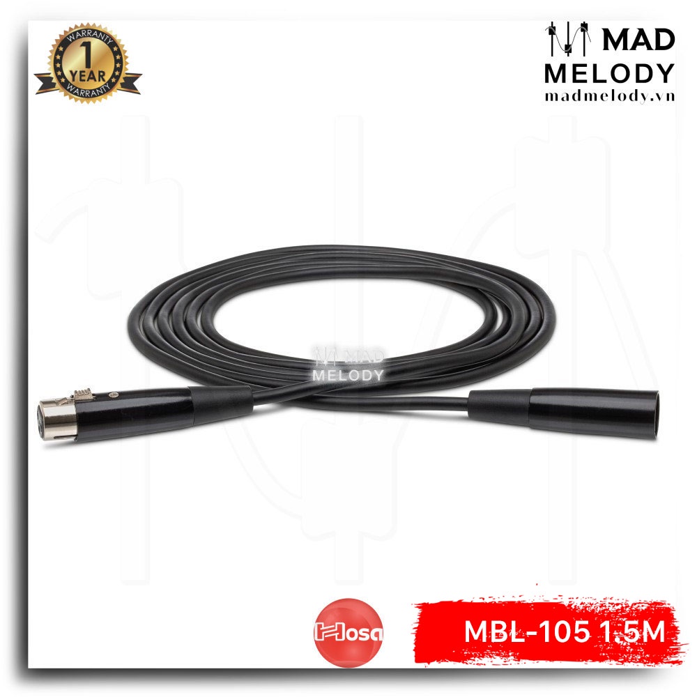 Hosa Economy Microphone Cable MBL-105 (1.5m) (XLR3F - XLR3M) (Dây cáp ...