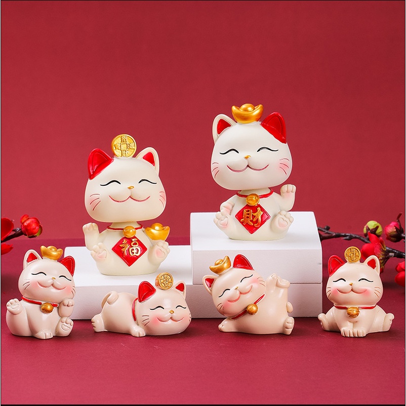 Decor mèo thần tài tách set, trang trí taplo ô tô vô cùng đáng yêu ,  hoặc để bàn làm việc có tặng kèm sáp thơm