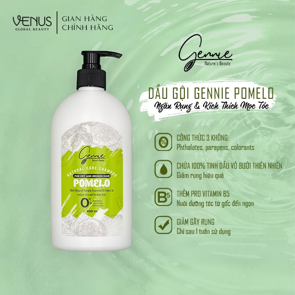 Ảnh Dầu gội - xả Bưởi Gennie Natural Care cho tóc khô, yếu và dễ gãy rụng 400ml 1