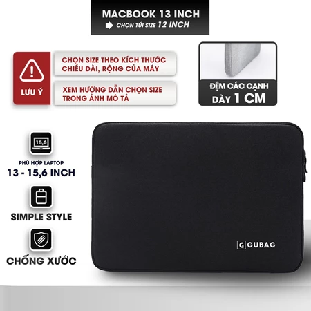 Túi chống sốc Macbook Air, Macbook Pro GUBANO các đời, sử dụng cho cả Macbook M1, chống sốc laptop